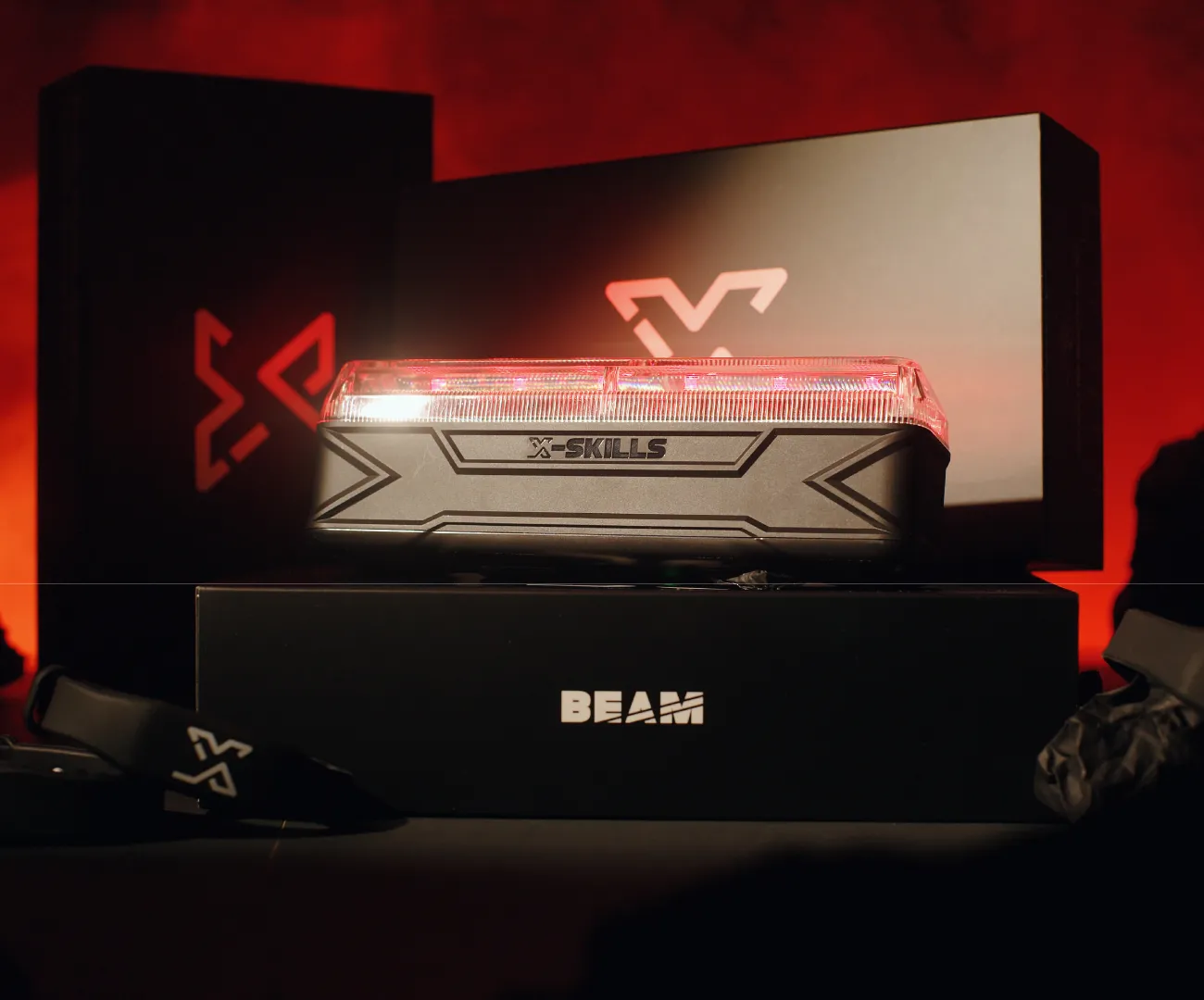 The X-Skills Beam up close, LED bar lit