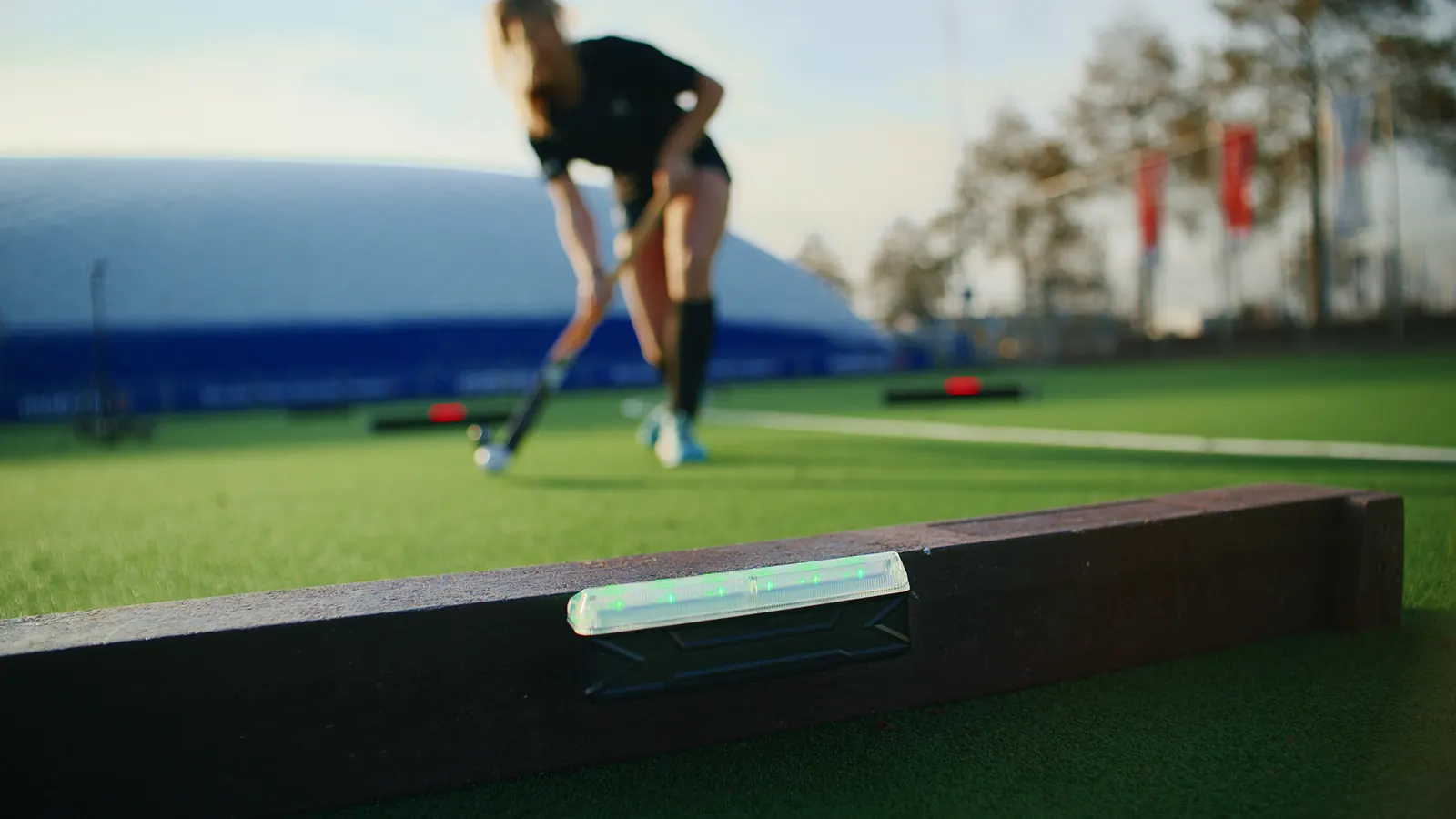 A Beam lights up along the hockey line